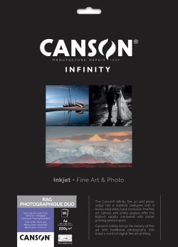 Canson Infinity Rag Photographique Duo Inkjet Paper A4 220gsm 206211015 - Pack 10 Sheets